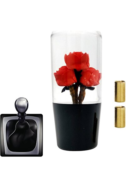 LIGHTNIX Red 3-Rose Floral Transparent Gear Shift Knob - for Fashionable and ...