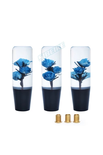 LIGHTNIX SARI 3 Güllü Çiçekli Şeffaf Vites Topuzu – Şık ve Estetik Araç İçin