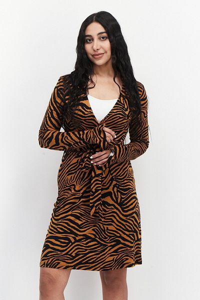 NA-KD Women Animal Print Belted Mini Dress, Brown
