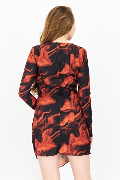 NA-KD Women Abstract Print Midi Casual Dress, Black