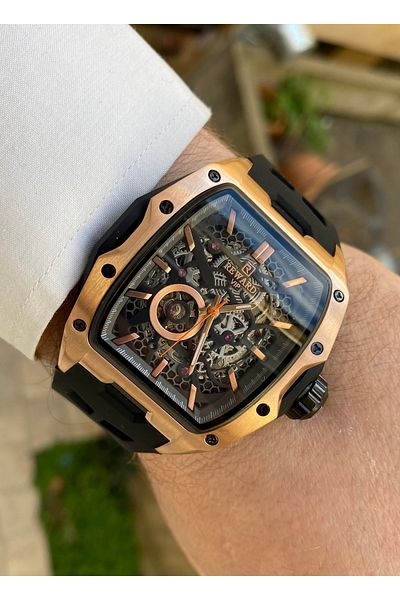 Reward Black Color 5 Atm Waterproof Steel Case Automatic Mens Wrist Watch