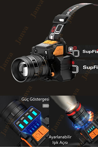 xsir Profosyonel Çok Modlu Şarjlı Powerbank Özellikli Kafa Lambası Fotoğraf M...