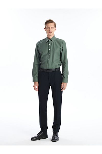BGW Men's Green Shirt Slim Fit Long Sleeve Oxford Fabric