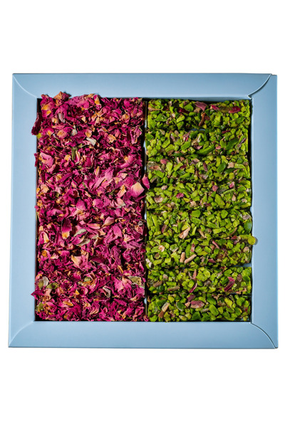 Birsalkım Pistachio Filled Wick Turkish Delight with Pistachio and Rose Petals 200 Grams