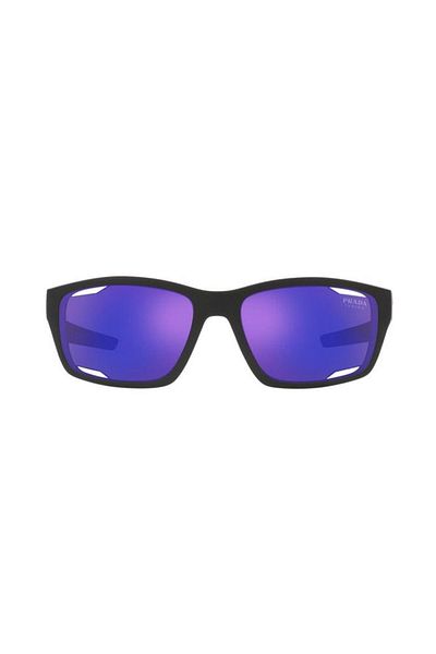 Prada Linea Rossa Man Irregular Sunglasses- Ps 04ys - Lense Size:57mm - Matte Black/blue