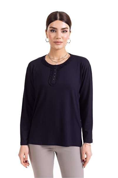 Mutlu City Νέα σεζόν Γυναικεία μακρυμάνικη μπλούζα με πέτο για μεσήλικες και ...