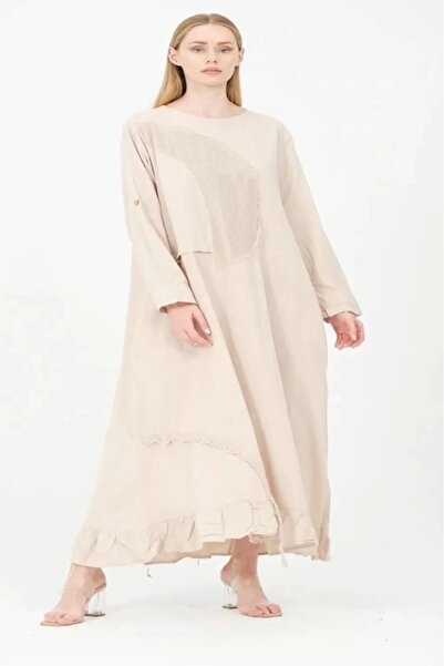 Butik Бавовняна сукня з деталями - бежева