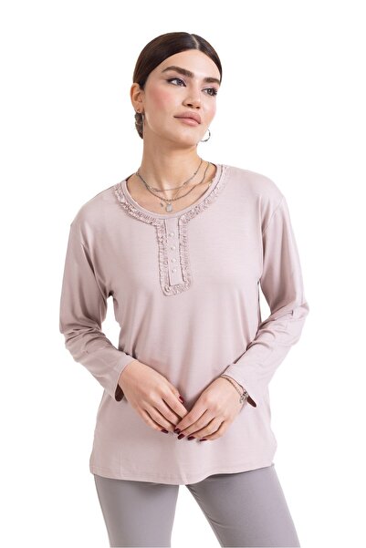 Mutlu City Bluză din bumbac pieptănat pentru femei de vârstă mijlocie și pest...