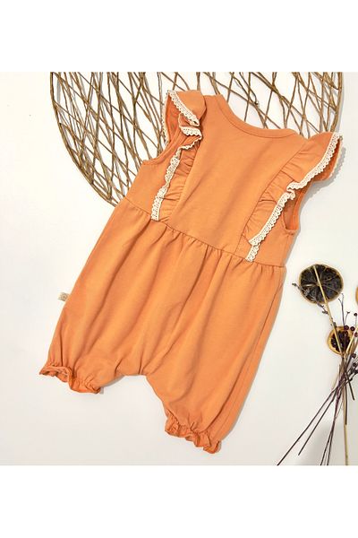 Wogi Bebi̇too Baby Girl & Child 100% Cotton Knitted Detailed Jumpsuit