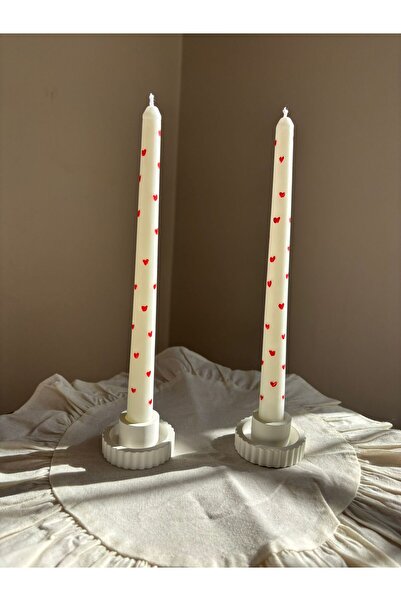 flame candle 4 Parça , Kalpli Şamdan Mumu Ve Çizgili Şamdanlık , Amber Kokukl...