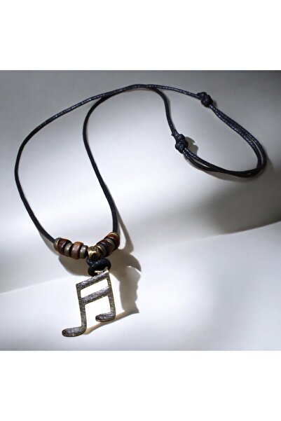 DEHNA Nota Figürlü Zamak Metal Ayarlanabilir Pamuk İpli Erkek Kolye