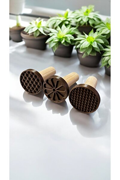 ZEUS Desenli Kurabiye Aparatı Kahverengi 3'lü Set