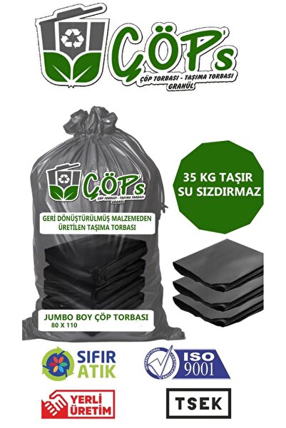 Kayasakal Taşınma Ve Nakliye Jumbo Boy Kalın Siyah Dökme Çöp Poşeti (80X110) 5KG