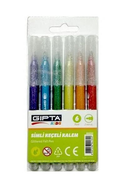 Gıpta Kids 6 Color Pen Silvery Felted Pen