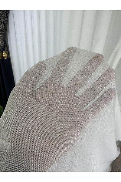 Evcimenhome Natural Foldet Linen Tulle Curtain. 1/3 Dense Pleat Color: Off-White (Ekru)