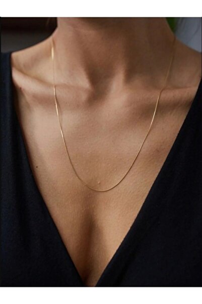 MITH SB TAKI Paslanmaz Çelik Ince Italyan Zincir 60cm Kolye - Gold