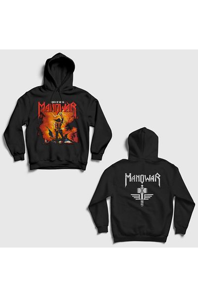 Presmono Унисекс черен суитшърт с качулка и щампа на гърба на Kings Of Metal Manowar 517121tt