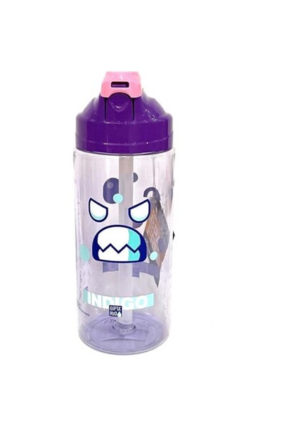 Gıpta 500 ml Purple Indigo Tritan Patterned Water Bottle with Straw