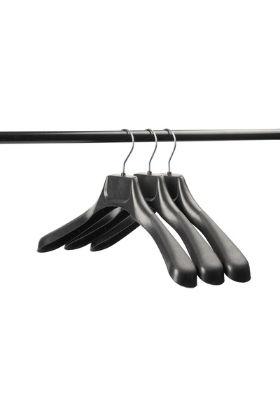 SİMPA PLASTİK 6’lı Siyah Geniş Omuzlu Ceket Ve Takım Elbise Askısı – Kalın Gövdeli, Dayanıklı Plastik Askı Seti