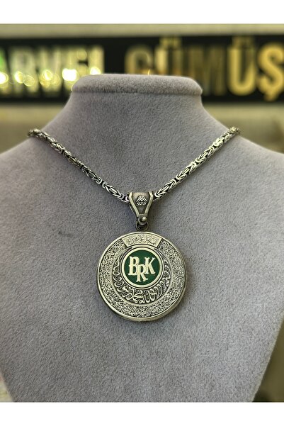 Marvel Gold & Silver Gümüş El Yapımı Türk - İslam Madalyon Harfli Kolye