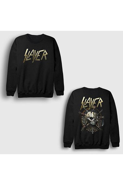 Presmono Унисекс суитшърт с щампа на гръб в черен череп V2 Slayer 517837tt