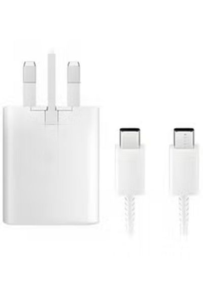 Primo Plus 3-Pin Super Fast Charging 25W Power Adapter With Type-C Cable White