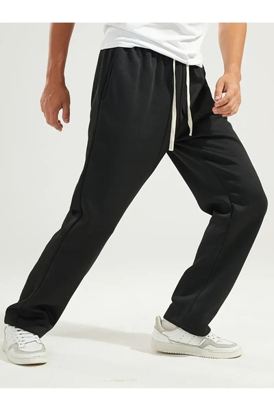 CAONNES Şah Moda 59 - Μαύρο Oversize Φαρδύ Παντελόνι Φόρμας, Άνετο Ύφασμα642