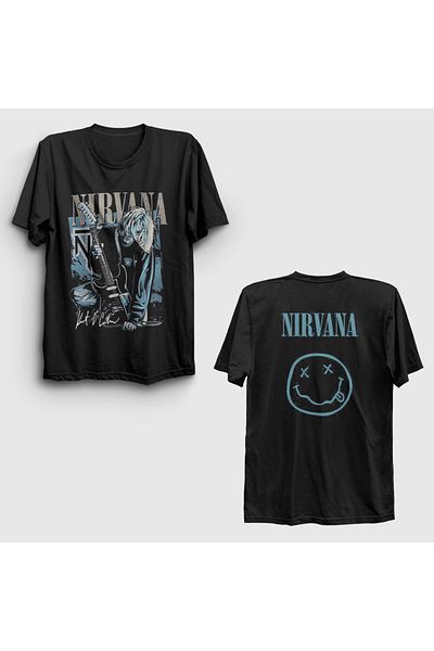Presmono Унисекс тениска Kurt Cobain Nirvana - черна с щампа на гърба 516771tt
