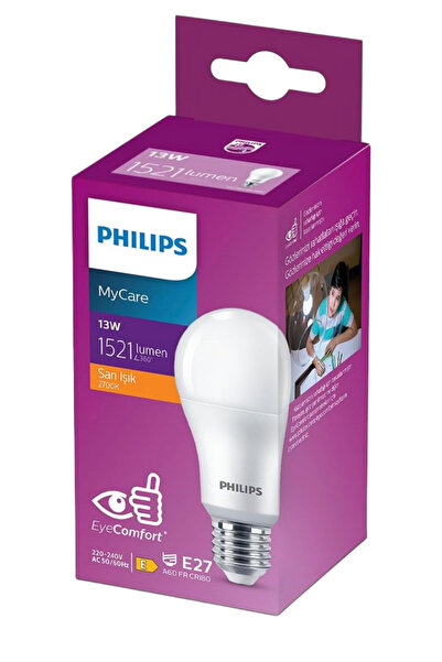 Philips led ampul   13w 1521 lumen  2700K sarı ısık  E27