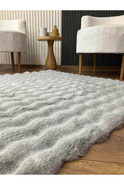 stil carpet Bubble Tavşan Tüyü Peluş Gri Yatak Odası Banyo Koridor Mutfak Yum...