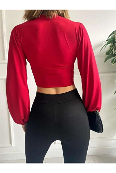 Genel Markalar Kadın Derin Dekolteli  Crop Bluz