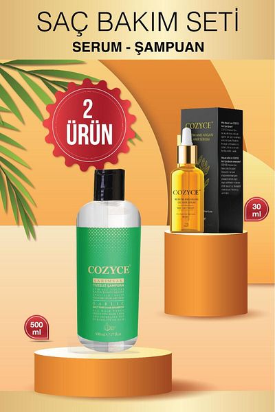 Cozyce Garlic & Salt-Free Shampoo for All Hair Types 500 ml Hair Care Serum 30 ml