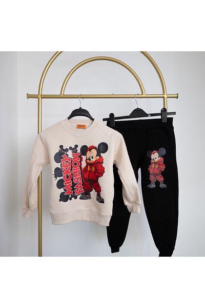 BookOrBook Mickey Fashion 3 Thread Raster Premium Quality Kids Tracksuit Set