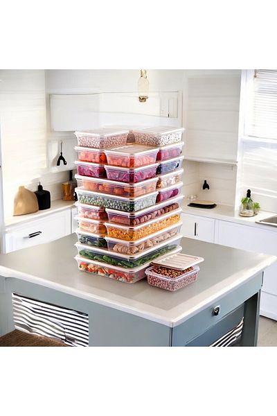 EsmoHome Set of 24 Freshbox Storage Containers Suitable for Microwave and Freeze