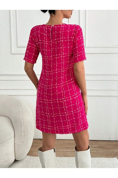 SERBA Rochie cu mânecă scurtă cu aspect de in