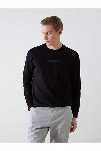 LC Waikiki Ανδρικό χοντρό φούτερ LCWAIKIKI Classic Crew με μακρυμάνικο εμπριμέ
