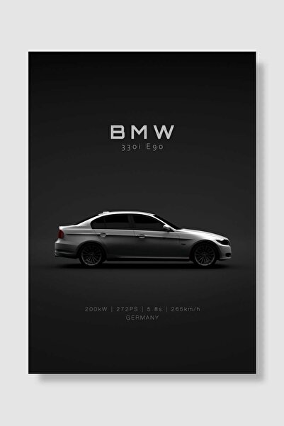 Mudi Store BMW 330i E90 2011 White Sp Araba Poster Çerçevesiz Yüksek Kalite A...