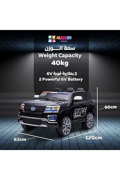 ALBADER Electric Ride On Car Police Ford with 2 Motors, Led Lights, Bluetooth & Radio, Electric Car