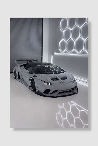 Mudi Store Gray Lamborghini with Custom Body Kit Araba Poster Çerçevesiz Yüks...