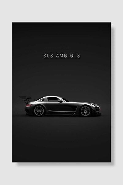 Mudi Store Black Mercedes SLS AMG GT3 Race Car Araba Poster Çerçevesiz Yüksek...
