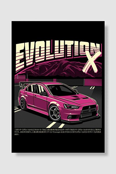 Mudi Store Mitsubishi Lancer Evolution X Pink Araba Poster Çerçevesiz Yüksek ...