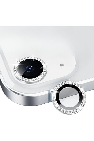 BURKİNA İphone XR ile uyumlu Taşlı  Silver Renkli Taşlı Kamera Lens Koruyucu ...