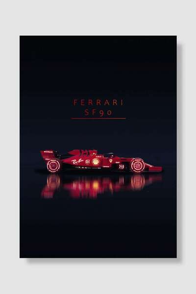 Mudi Store Ferrari SF90 F1 Car  Araba Poster Çerçevesiz Yüksek Kalite Araba A...