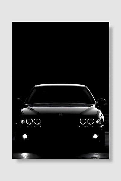 Mudi Store Black BMW Headlights Araba Poster Çerçevesiz Yüksek Kalite Araba Afiş Duvar Poster