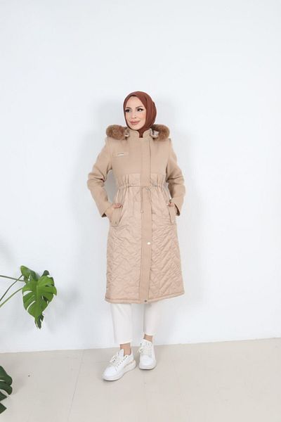 Dabenti women style Women's Quilted Hooded Cashew Coat