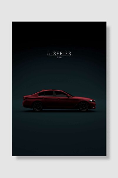Mudi Store BMW 5 Series G30 Red Araba Poster Çerçevesiz Yüksek Kalite Araba A...