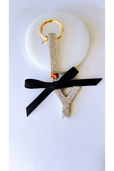 jewine studio Zircon Stone Detailed "Y" Bag Charm