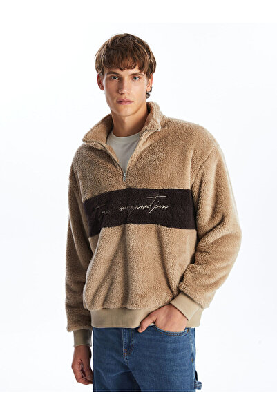 LC Waikiki Vision New Season Mock Neck Long Sleeve Plush Men's Sweatshirt