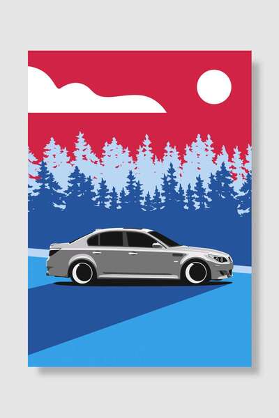 Mudi Store BMW E60 Araba Poster Çerçevesiz Yüksek Kalite Araba Afiş Duvar Poster