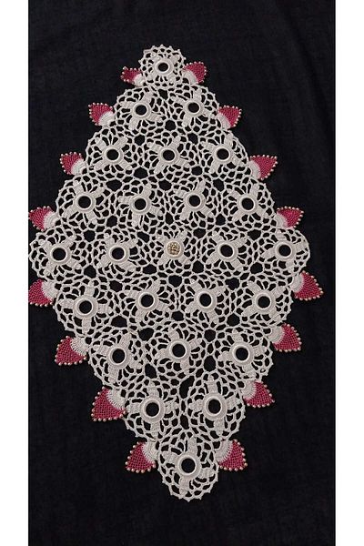 Papatyam 1Pcs Coffee Table Cloth - Hand Knitted Crochet, 40X25 Needlework Lace Set/Vintage/Floush Rope
